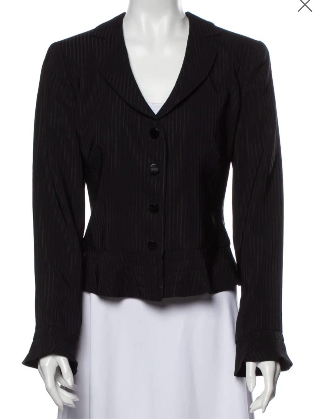 Armani Collezioni Black Pinstripe Tailored Blazer